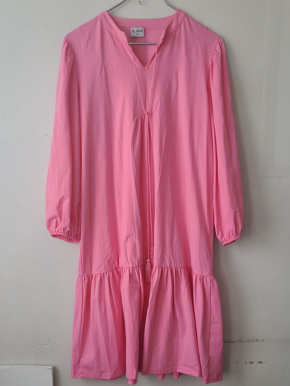Blank NYC Bubblegum Pink Long-Sleeve Tiered Midi Dress